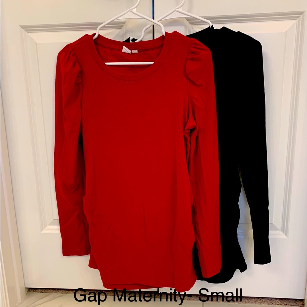 Gap Maternity red & black long sleeve shirts